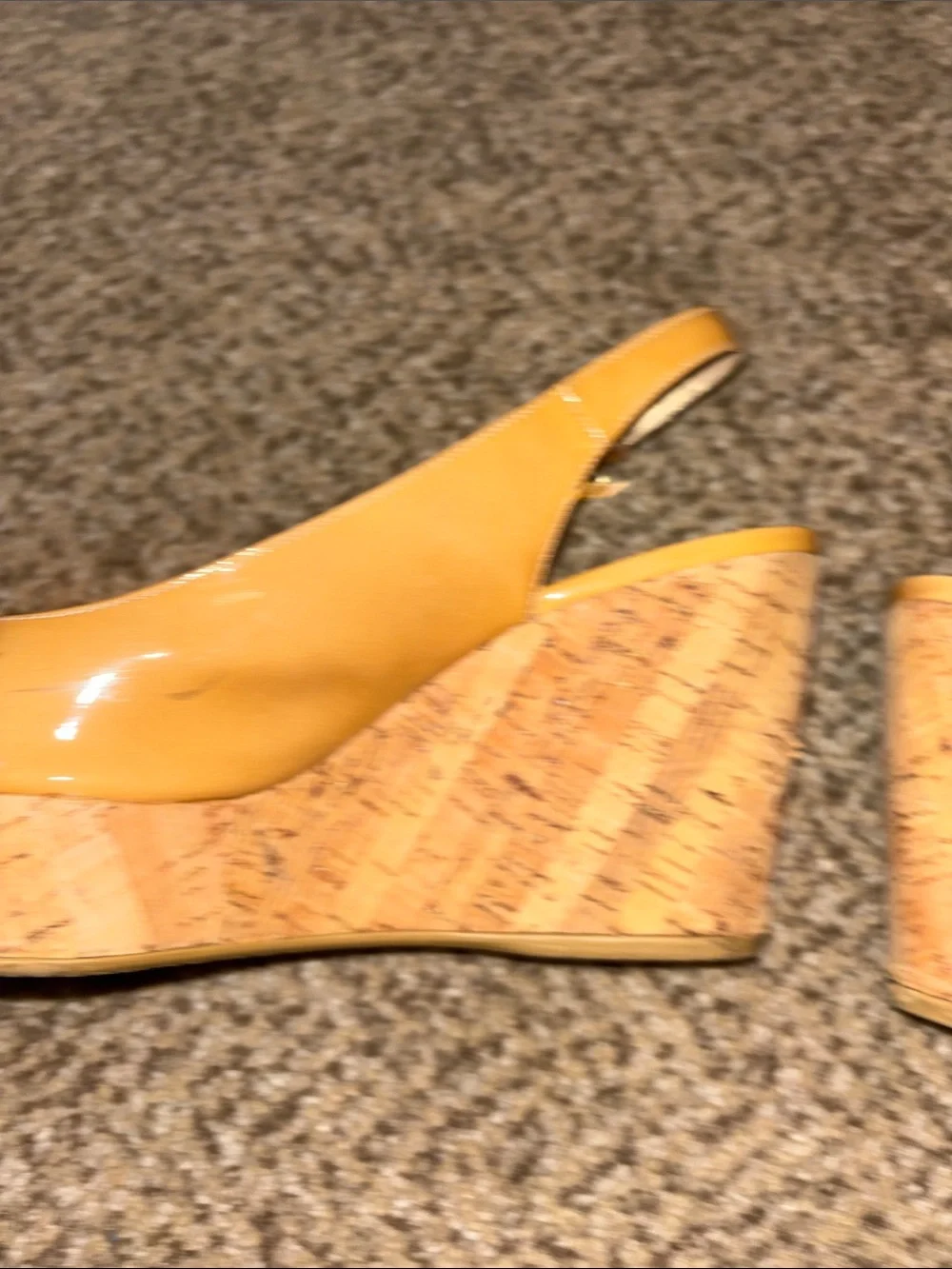 Stuart Weitzman Tan Peep-Toe Slingback Cork Wedge Heels 7.5 - Picture 5 of 8